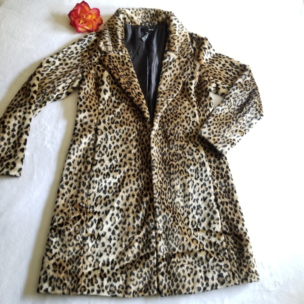 Cheetah | Aqua Faux Fur Coat